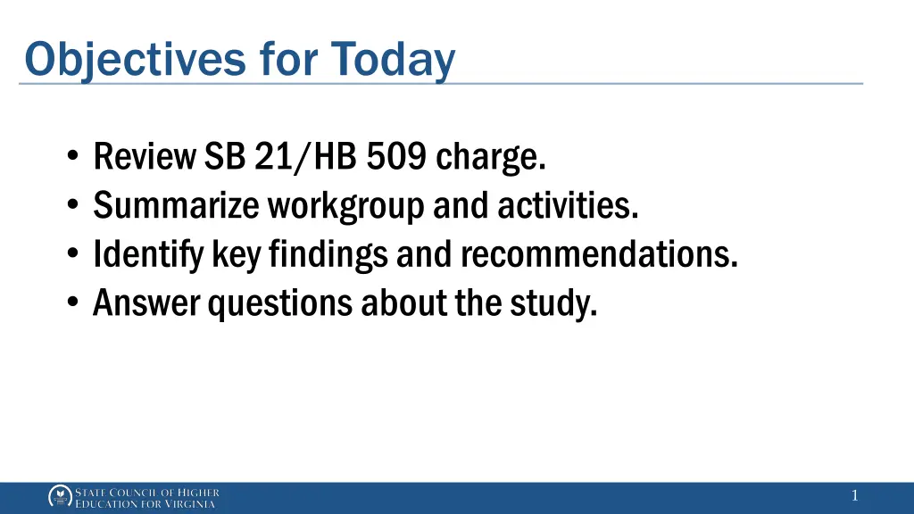 objectives for today