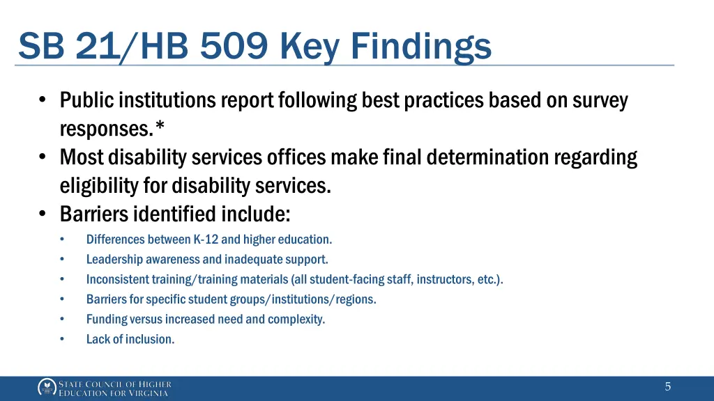 sb 21 hb 509 key findings