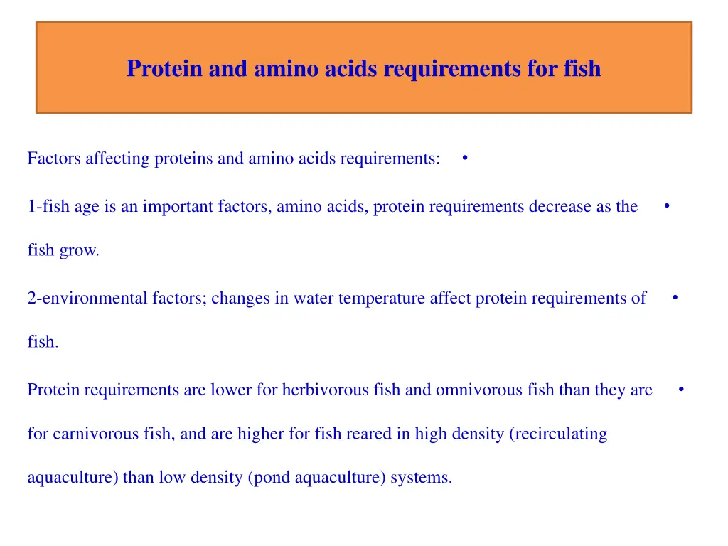 protein and amino acids requirements for fish
