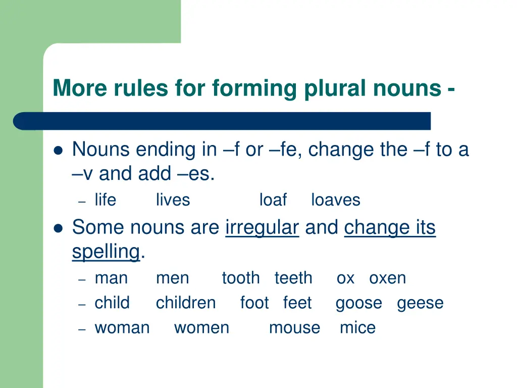 more rules for forming plural nouns 1
