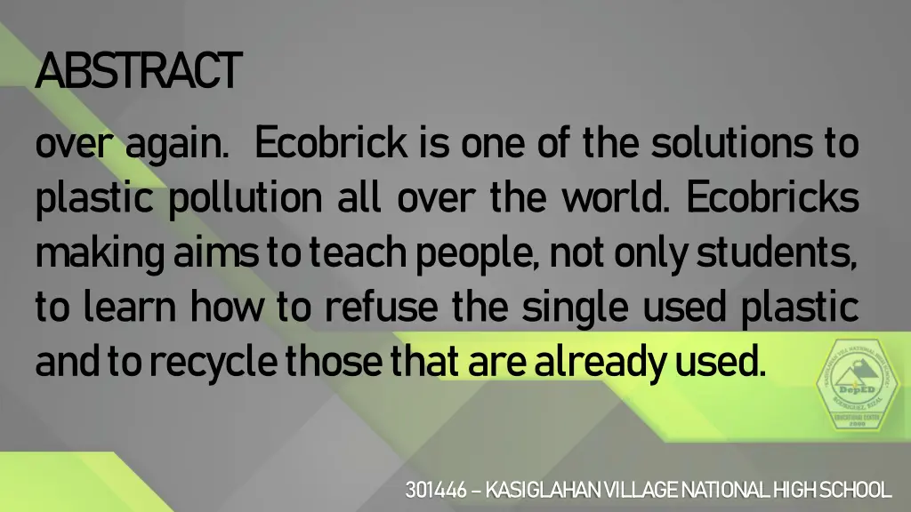 abstract over again ecobrick