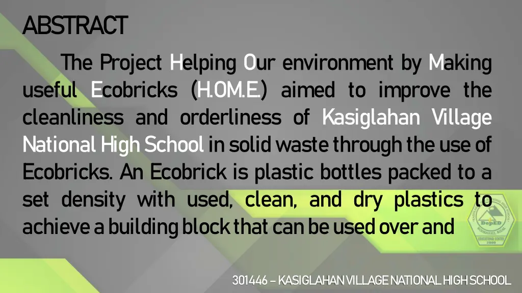 abstract the project helping our environment