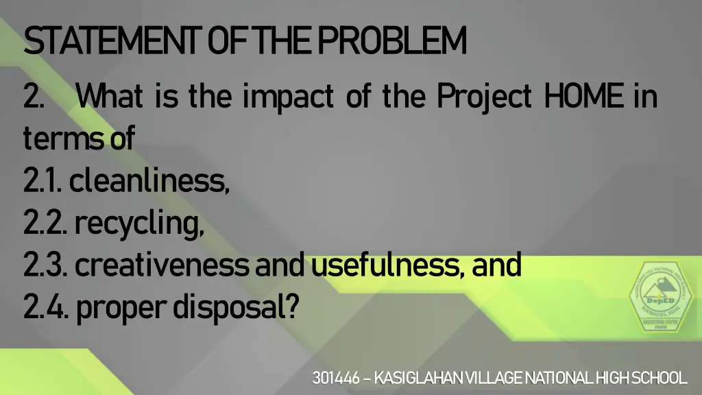 statement of the problem 2 what is the impact