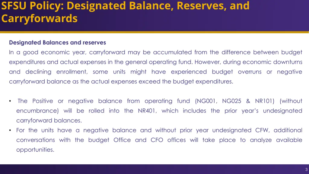 sfsu policy designated balance reserves 1