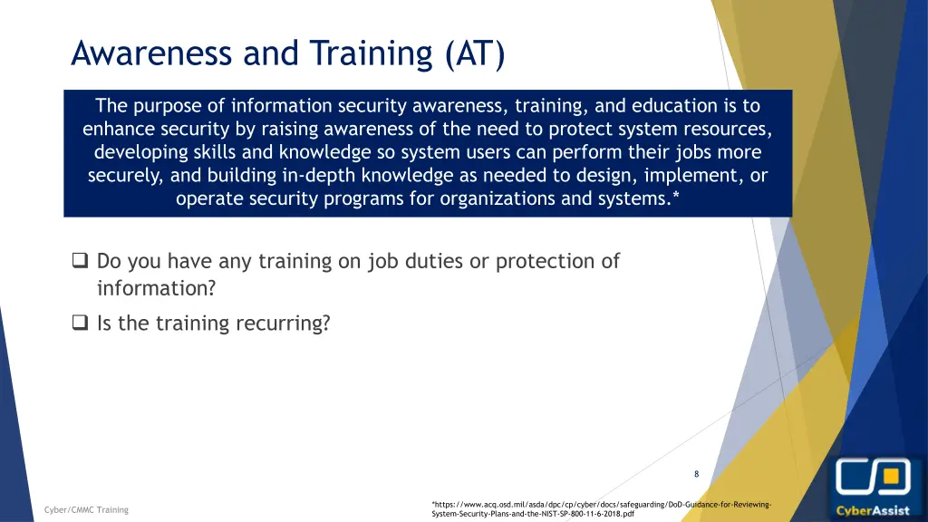 awareness and training at
