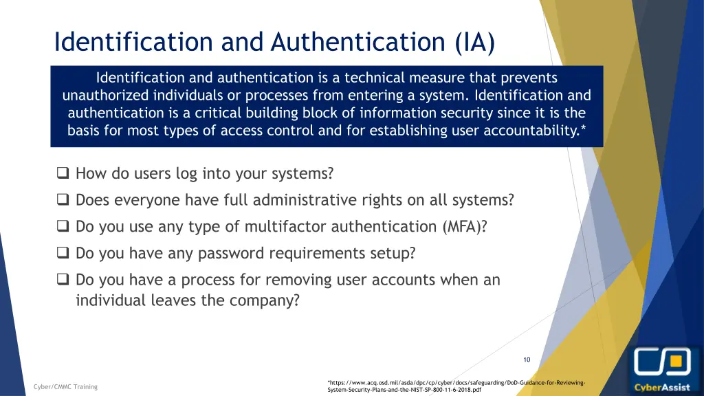 identification and authentication ia