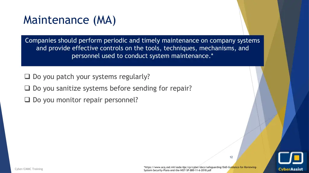 maintenance ma