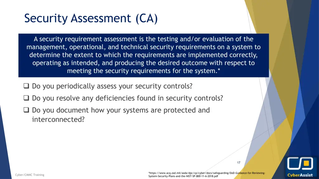 security assessment ca