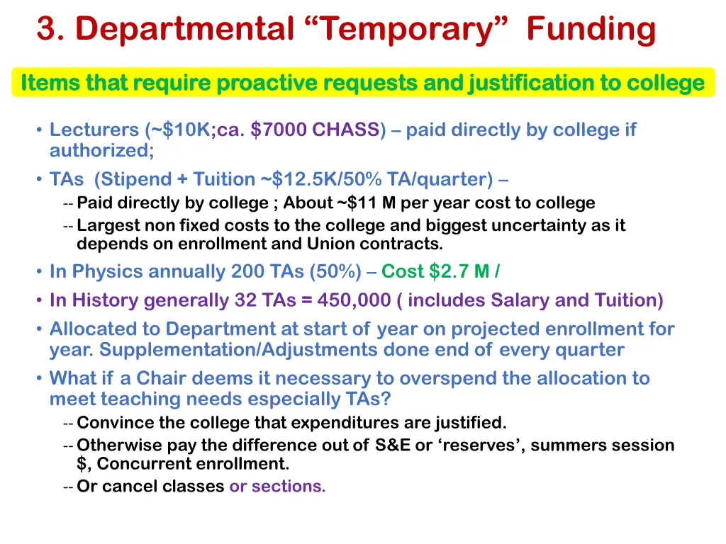 3 departmental temporary funding