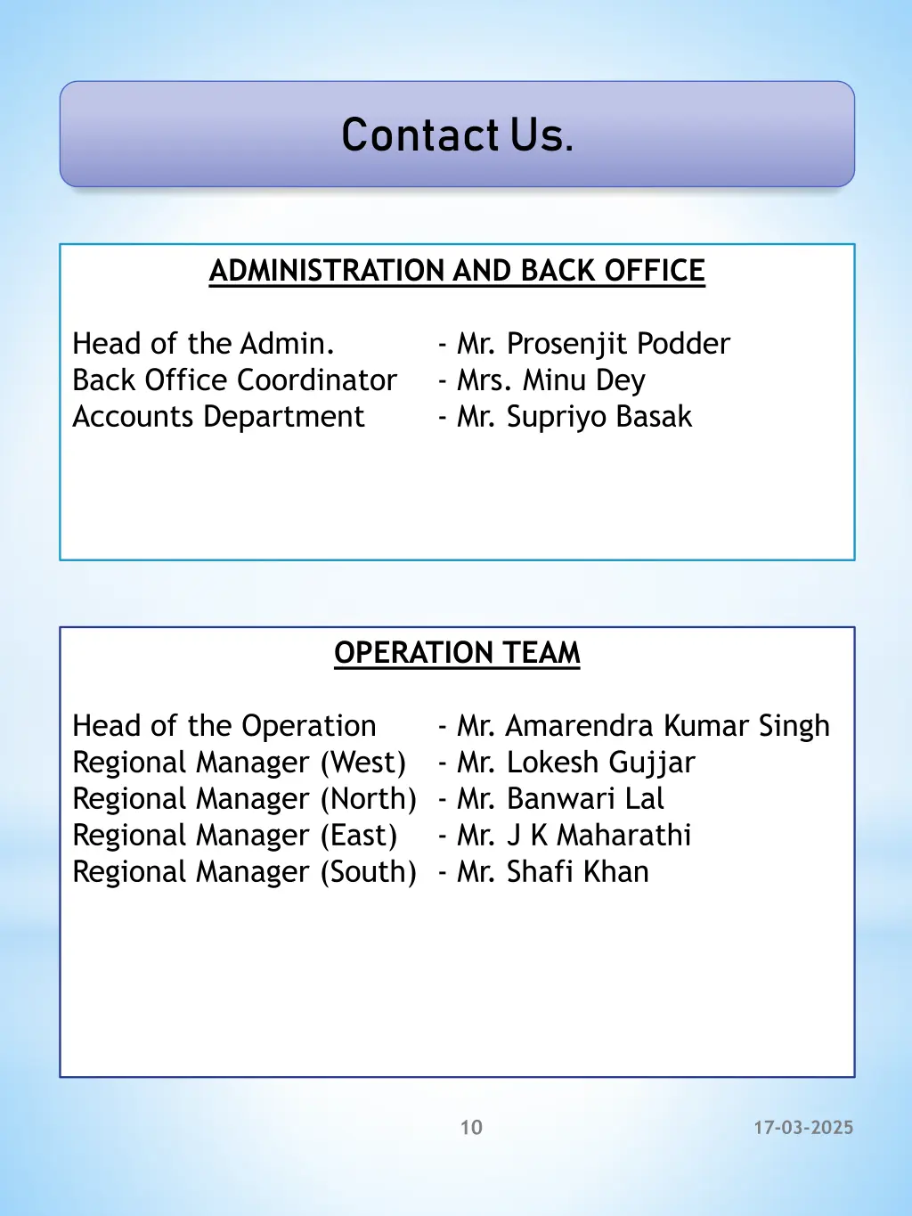 contact us