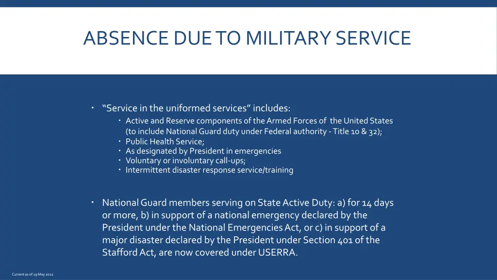 absence due to military service