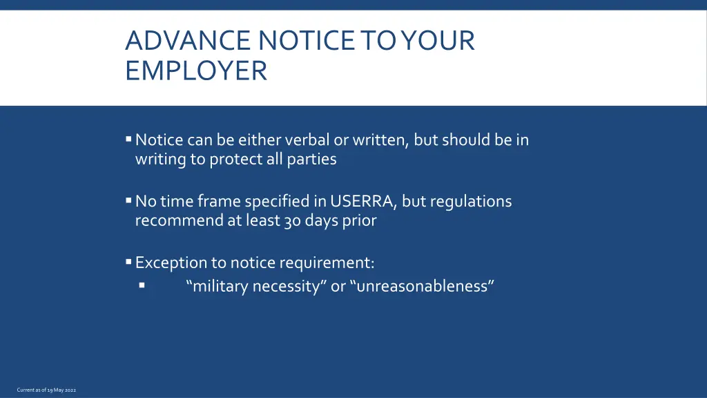 advance notice to your employer