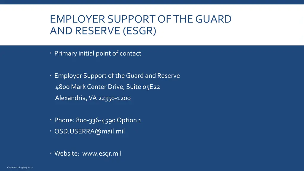 employer support of the guard and reserve esgr