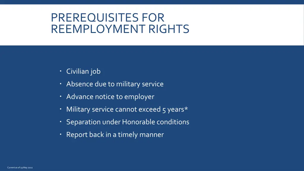 prerequisites for reemployment rights