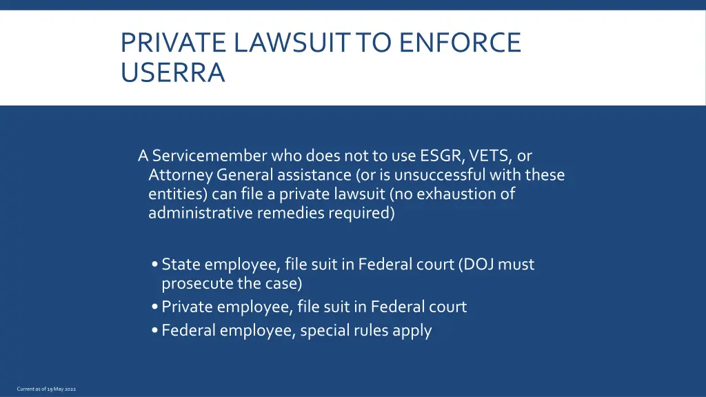 private lawsuit to enforce userra