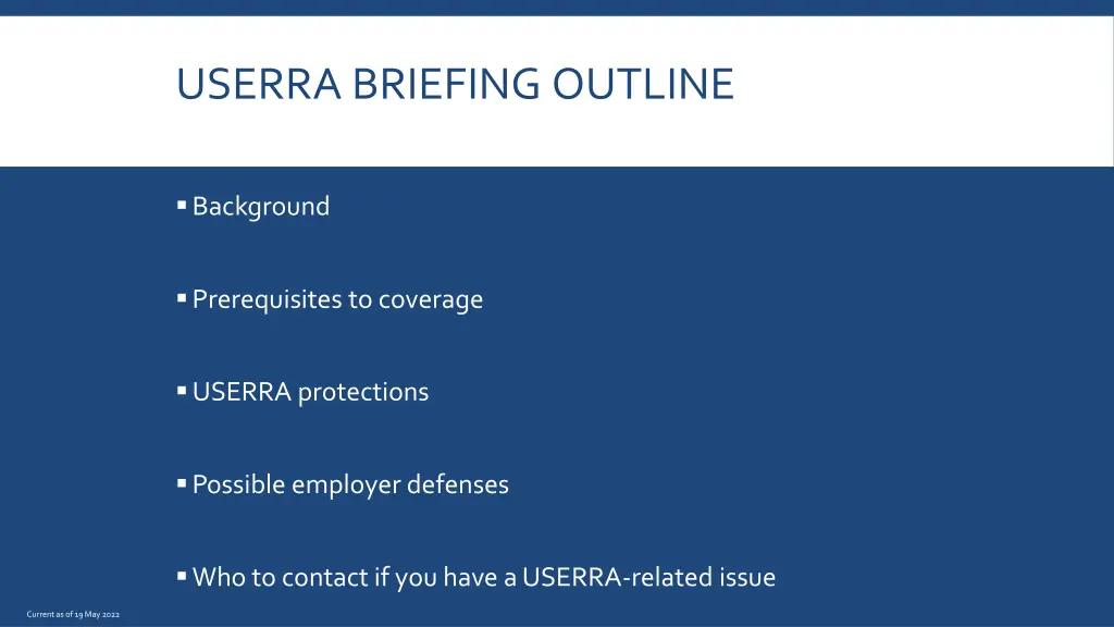 userra briefing outline