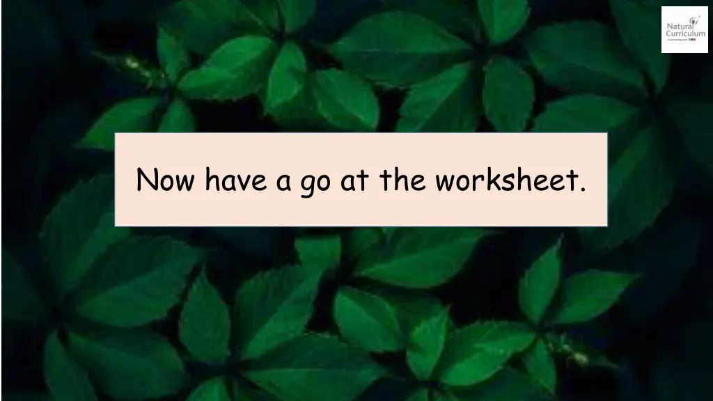 now have a go at the worksheet