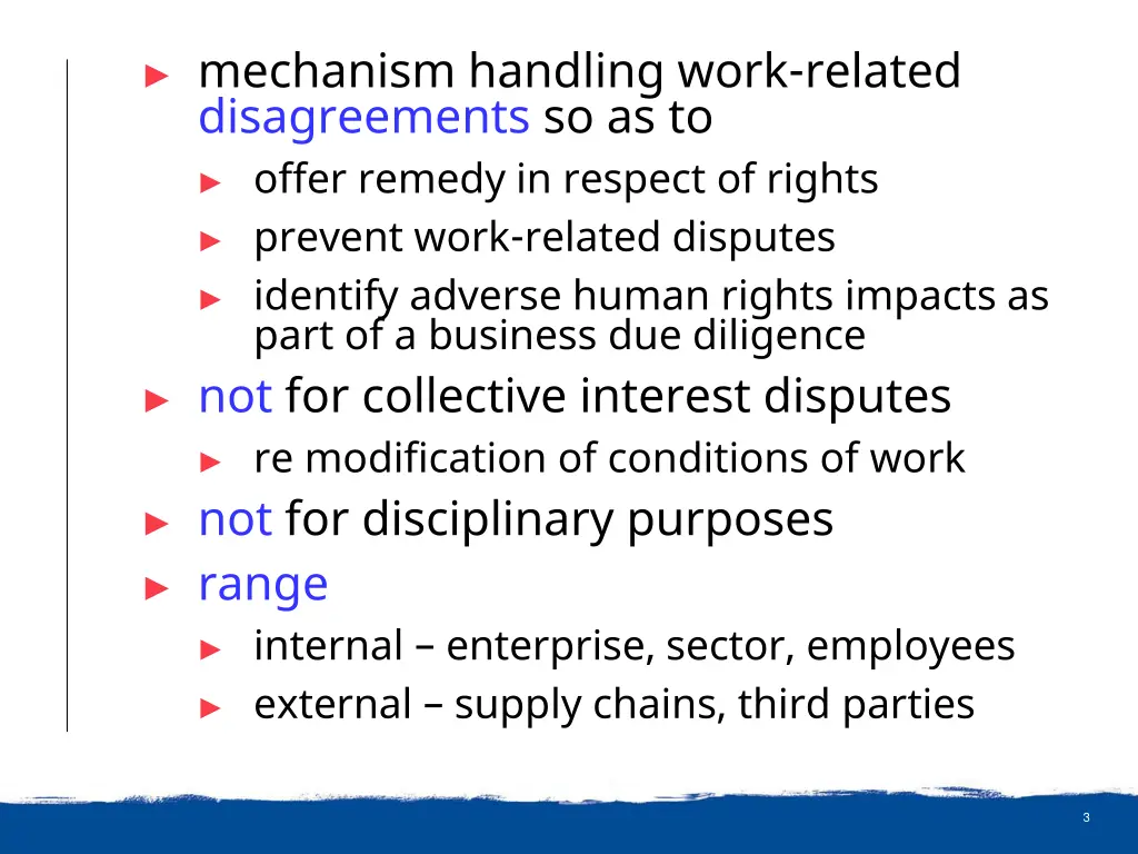mechanism handling work related disagreements