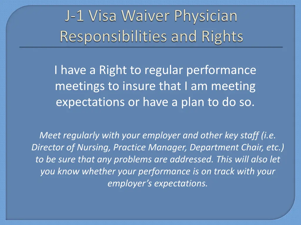 i have a right to regular performance meetings