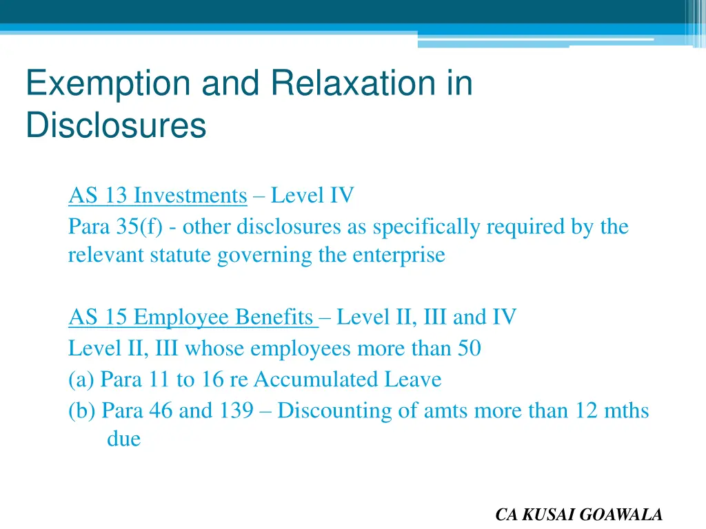 exemption and relaxation in disclosures 2