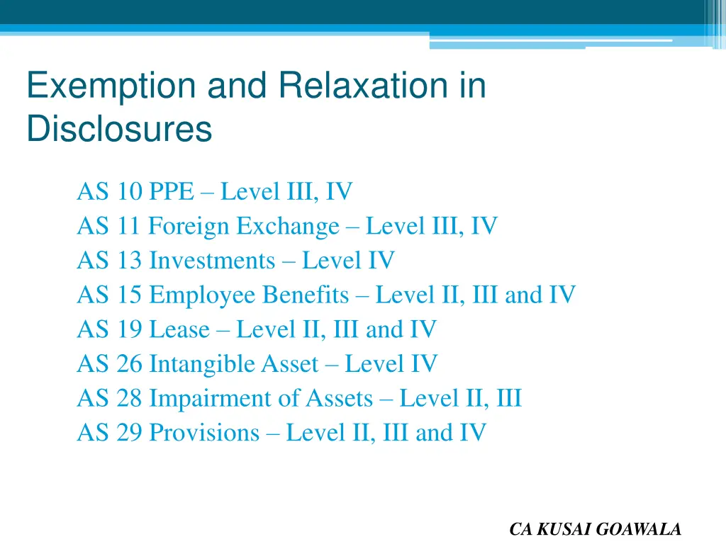 exemption and relaxation in disclosures