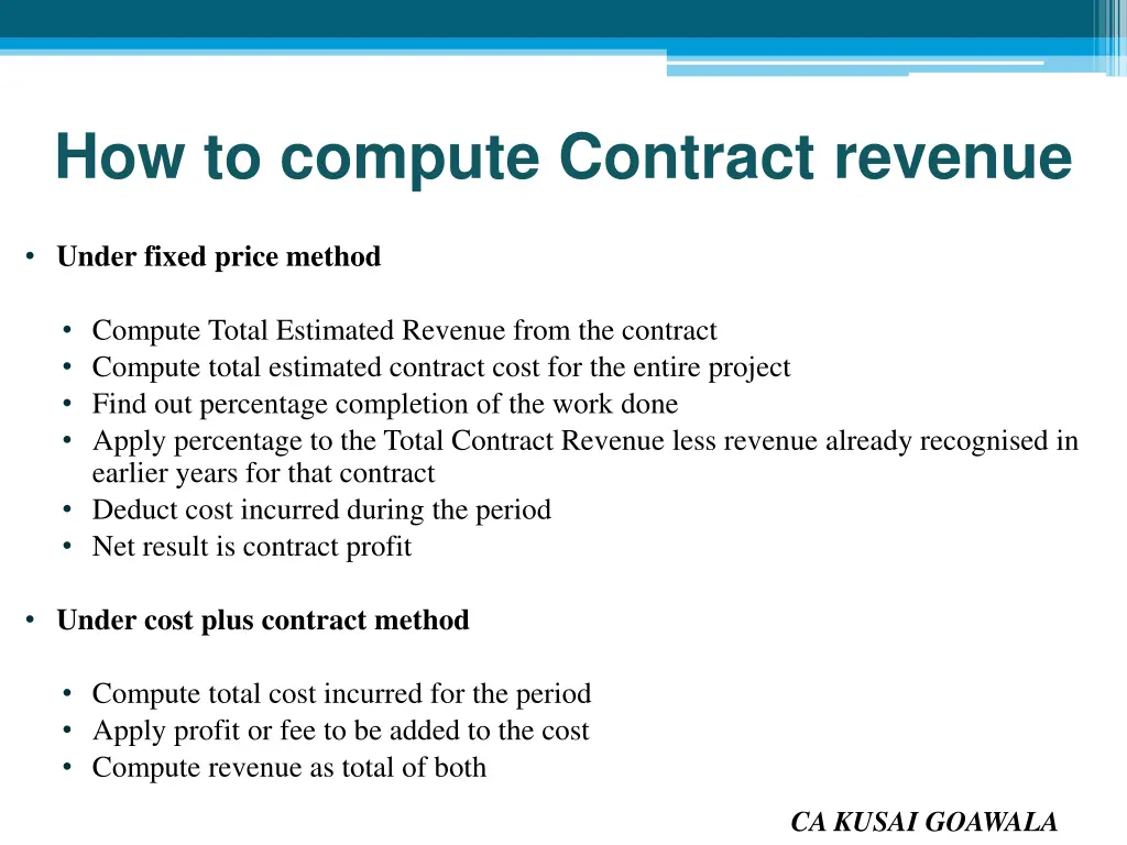 how to compute contract revenue