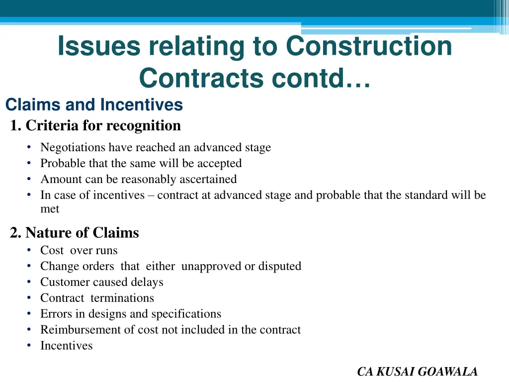 issues relating to construction contracts contd 2
