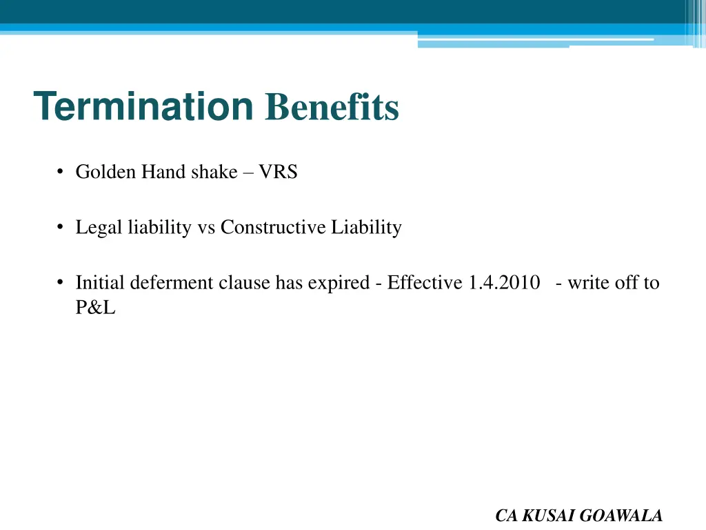 termination benefits