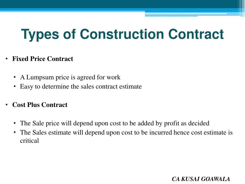 types of construction contract