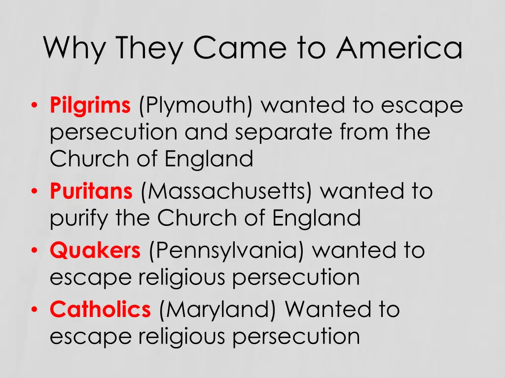 why they came to america 2