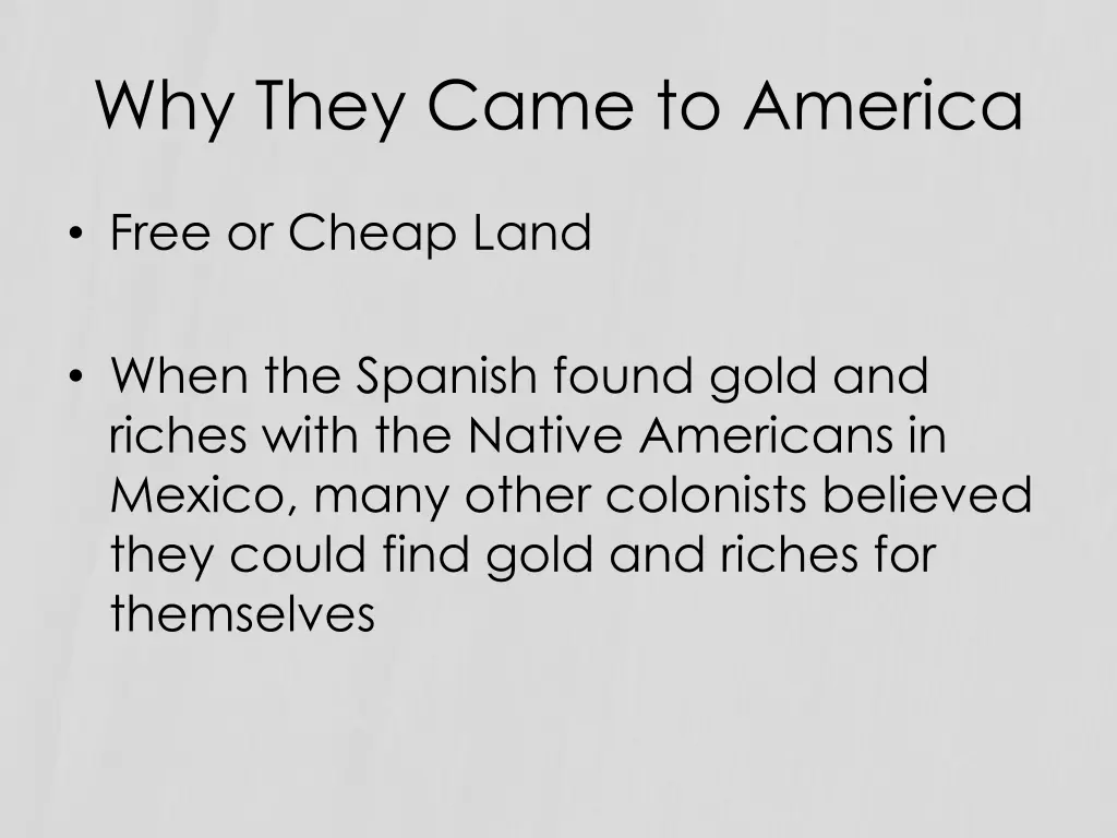 why they came to america