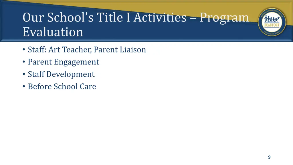 our school s title i activities program evaluation