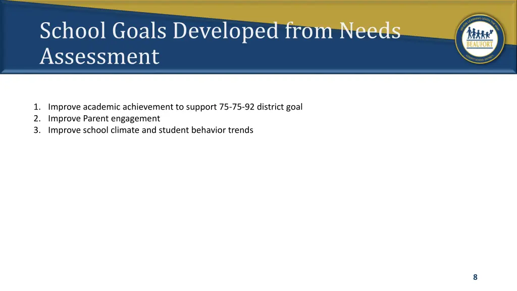 school goals developed from needs assessment