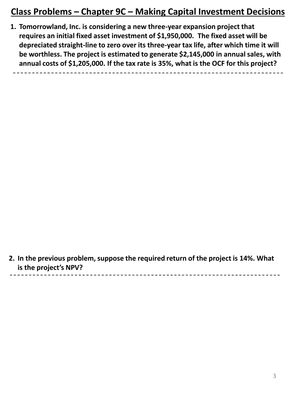 class problems chapter 9c making capital