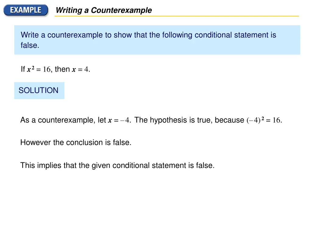 writing a counterexample