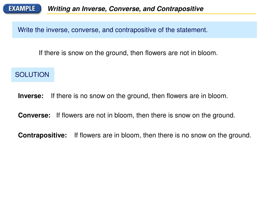 writing an inverse converse and contrapositive