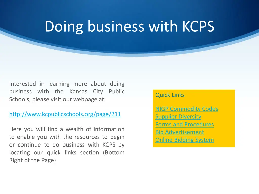 doing business with kcps 1