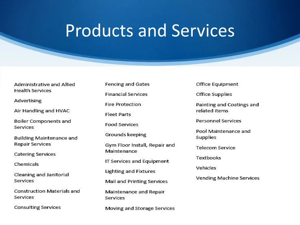 products and services