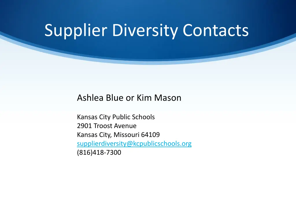 supplier diversity contacts