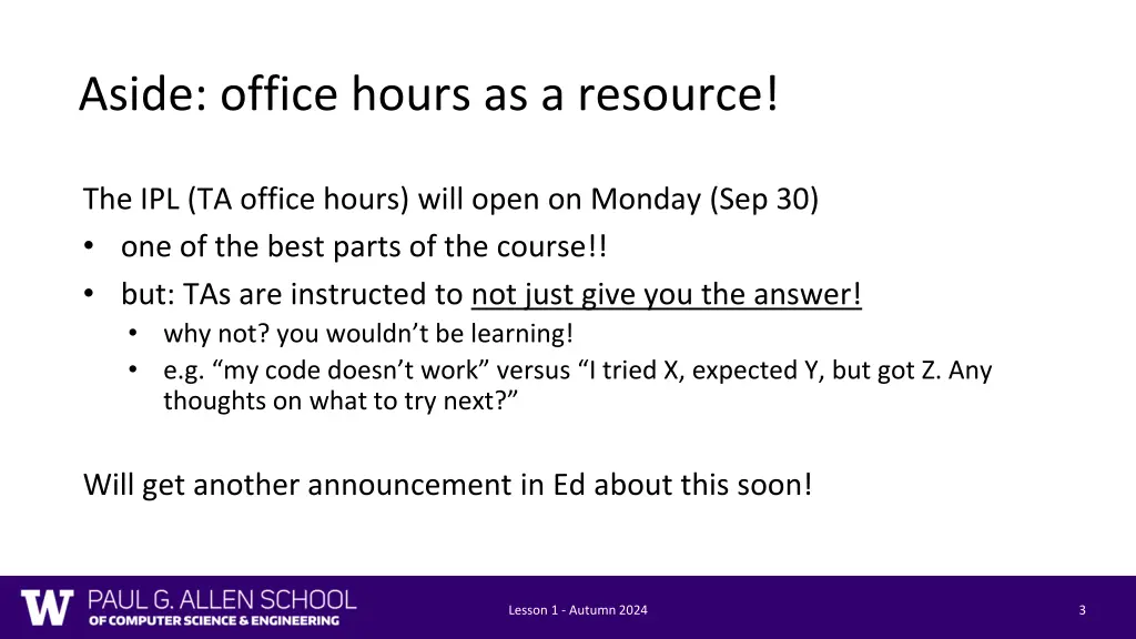 aside office hours as a resource