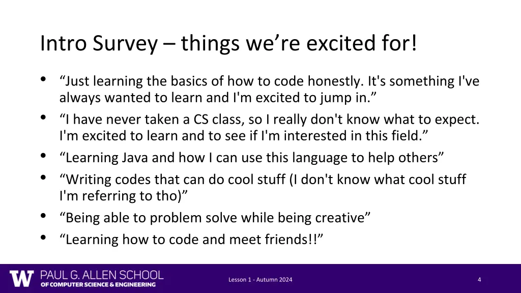 intro survey things we re excited for