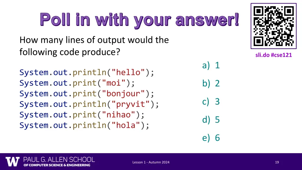 poll in with your answer