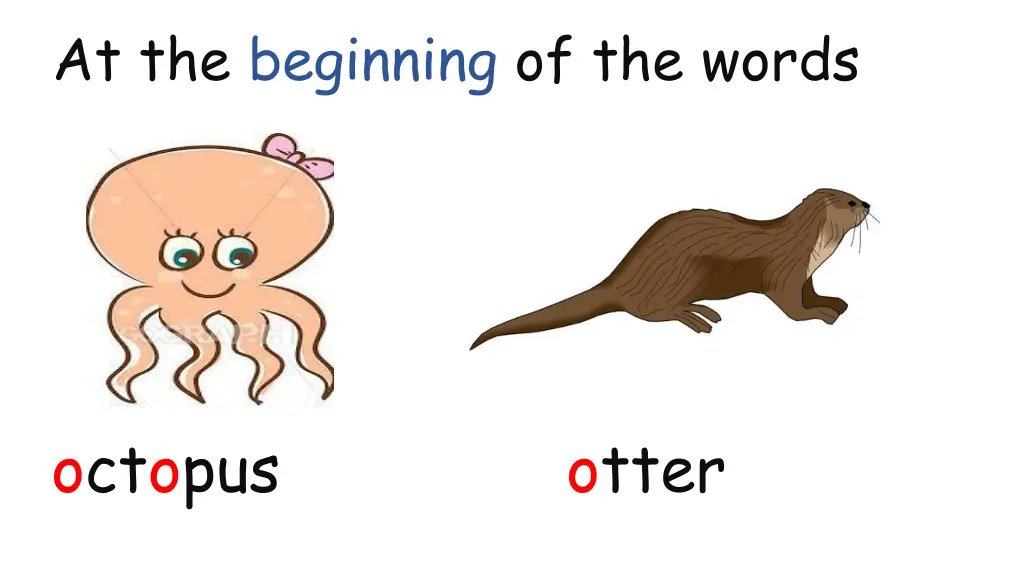 at the beginning of the words