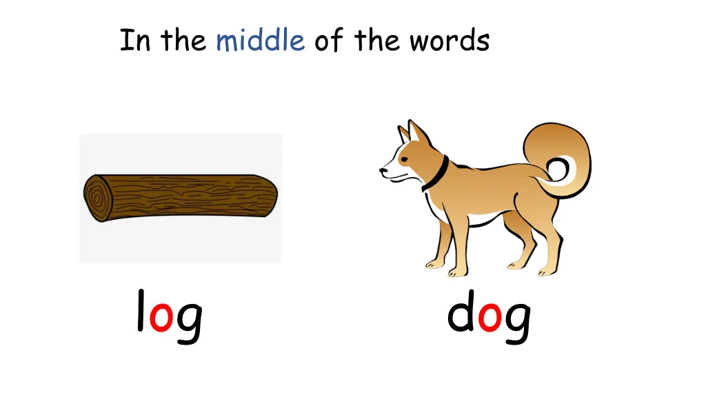 in the middle of the words