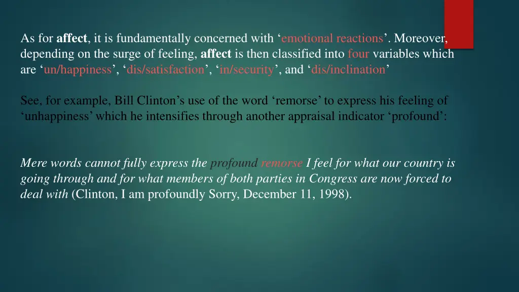as for affect it is fundamentally concerned with