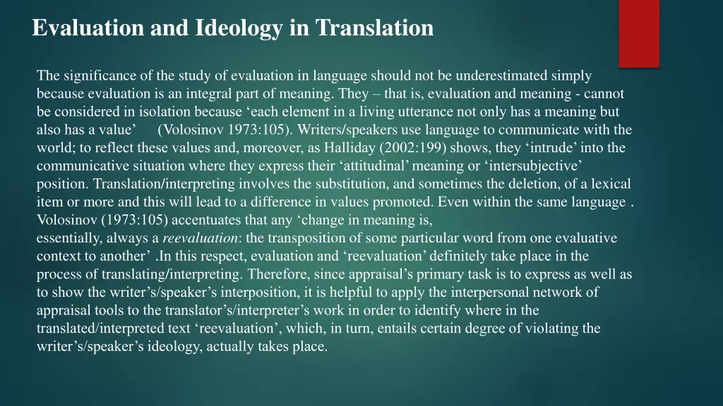 evaluation and ideology in translation