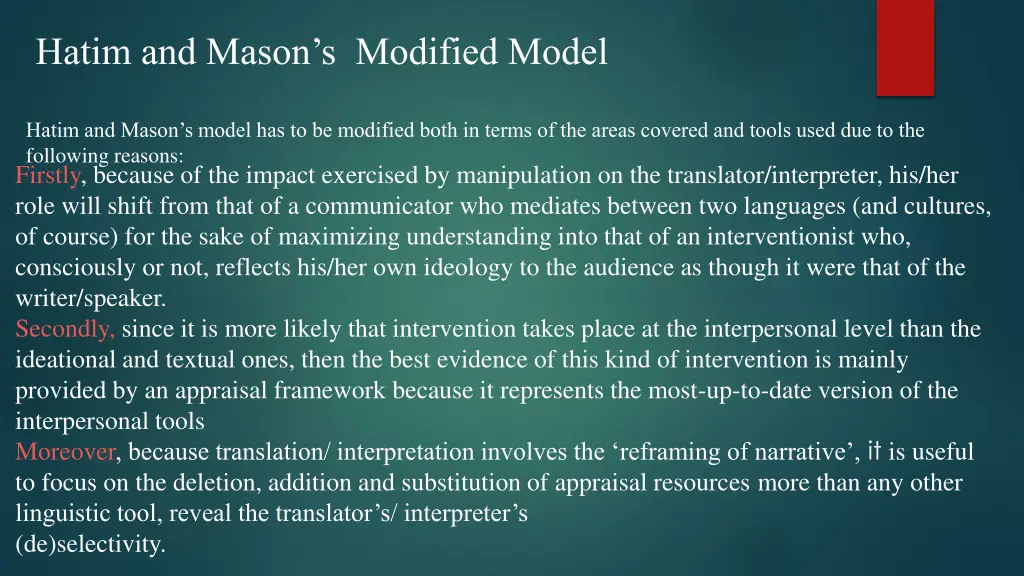 hatim and mason s modified model
