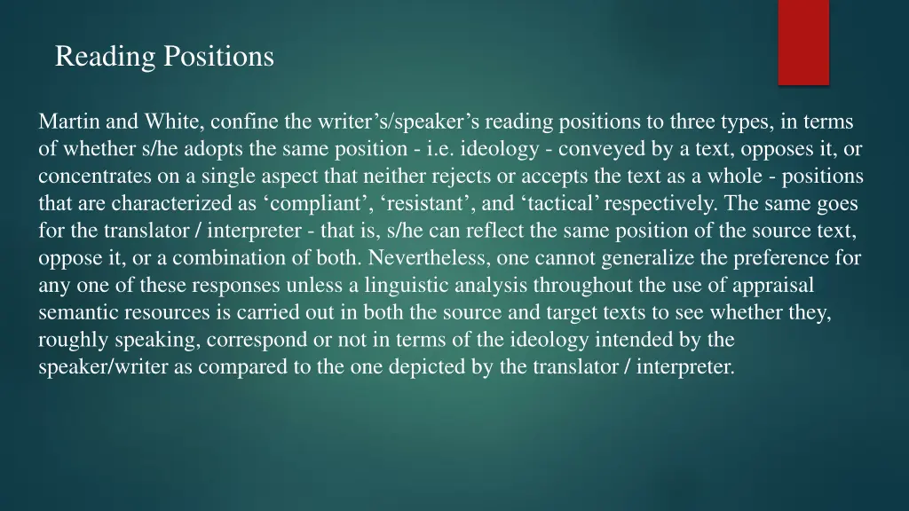 reading positions