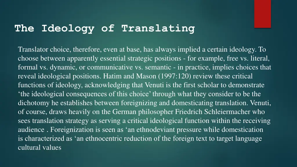 the ideology of translating