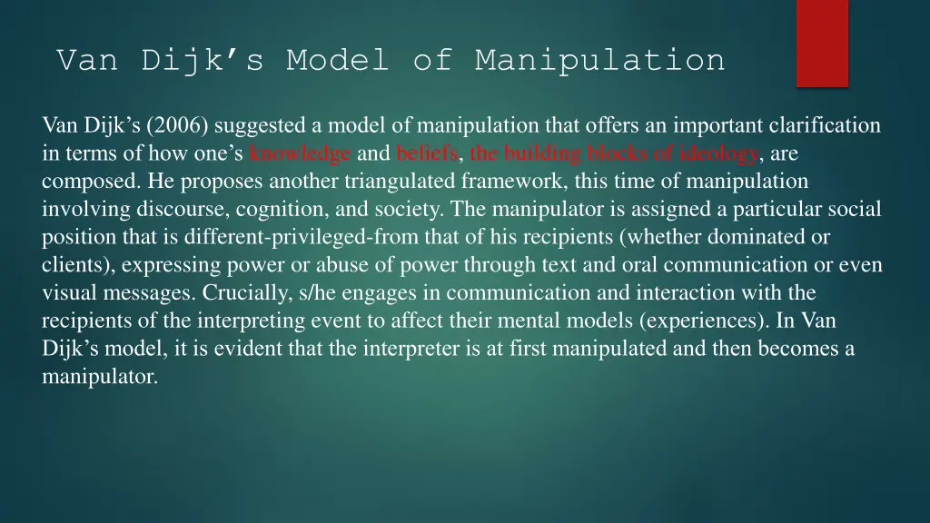 van dijk s model of manipulation
